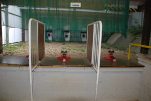 Looking down the firing lanes towards the targets of the rifle range